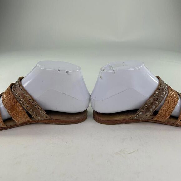 Bed Stu Henna Women's Sandals US 6.5 Brown Strappy Woven Leather Studded Slide - Picture 8 of 11